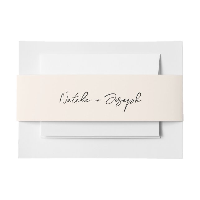 Modern Hand Written Retro Calligraphy Boho Wedding Invitation Belly Band (Front Example)