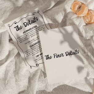 Modern Hand Written Retro Frame Wedding Details    Enclosure Card