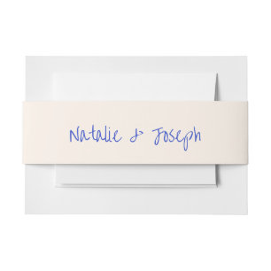 Modern Hand Written Retro Funky Unique Wedding Invitation Belly Band