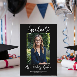 Modern Hand Written Script 2 Photos Graduate Invitation