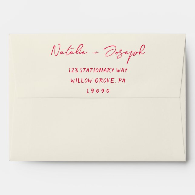 Modern Hand-Written Vintage Fun Retro Wedding  Envelope (Back (Top Flap))