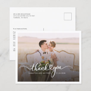 Modern Hand-Written Wedding Photo Thank You Card