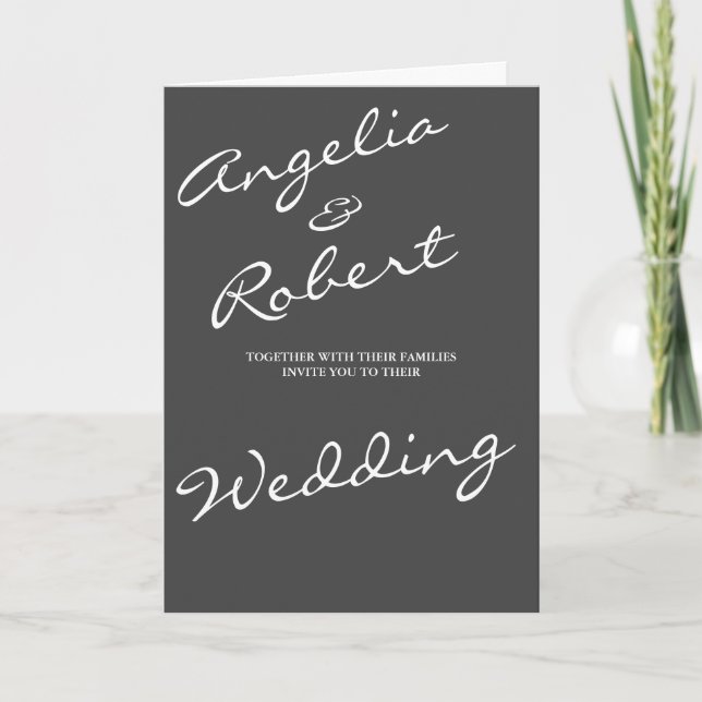 Modern Hand Written White Script Photo Wedding Invitation (Front)