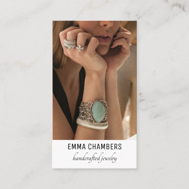 Modern Handcrafted Jewellery Designer Business Card (Front)