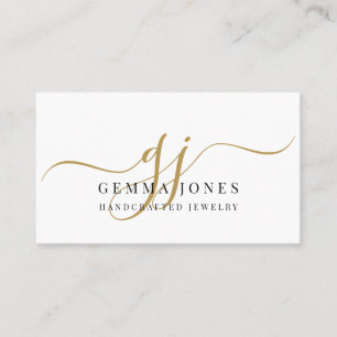 Modern Handcrafted Jewellery Gold Script Monogram Business Card