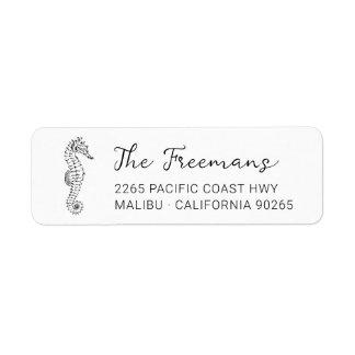 Modern Handdrawn Seahorse. Return Address