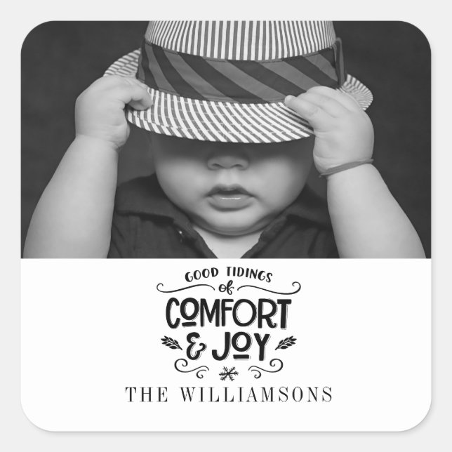 Modern Handlettered | Black White Photo Sticker  (Front)