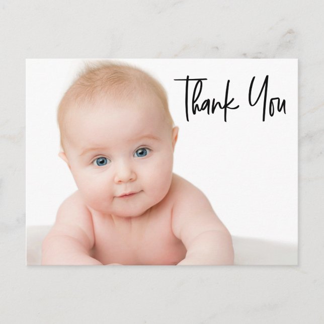 Modern Handlettering Baby Photo Baby shower Postcard (Front)