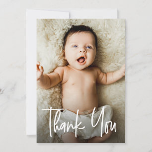 Modern Handlettering Custom Baby Shower Photo Thank You Card