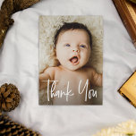 Modern Handlettering Custom Baby Shower Photo Thank You Card<br><div class="desc">Personalise these Baby shower thank you cards with a beautiful photo of your baby. Thank your family and friends who have showered you with their love and introduce your new baby with images they can cherish for many years as baby grows. Modern and unique "Thank You" handlettering script type. A...</div>