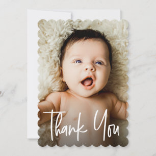 Modern Handlettering Custom Baby Shower Photo Thank You Card