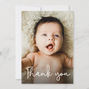 Modern Handlettering Custom Baby Shower Photo Thank You Card