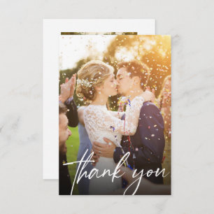Modern Handlettering Custom Guest Wedding Photos Thank You Card