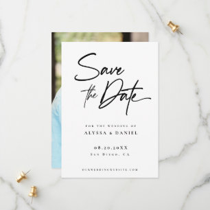 Modern Handlettering Custom Photo Minimalist Save The Date