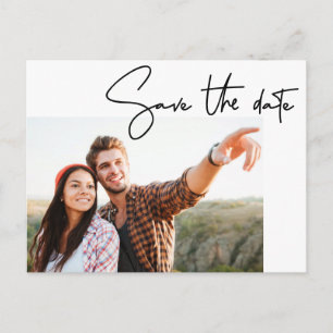 Modern Handlettering Save the date Script Photo Postcard