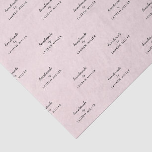 Modern 'Handmade by' pink and black Tissue Paper