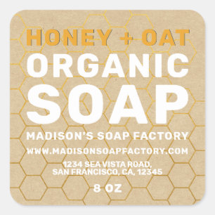 Modern Handmade Honey Oat Soap Square Sticker