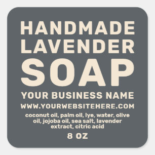 Modern Handmade Lavender Soap Black Ivory Square Sticker