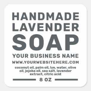 Modern Handmade Lavender Soap Black White Square Sticker