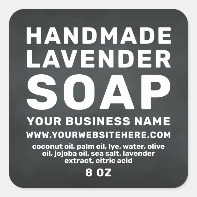 Modern Handmade Lavender Soap Chalkboard Square Sticker (Front)