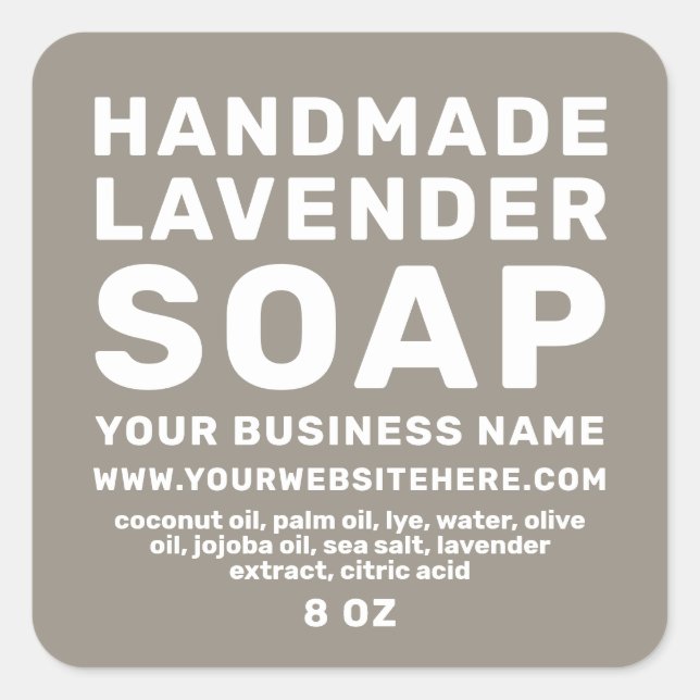 Modern Handmade Lavender Soap Felted Wool Grey Square Sticker (Front)