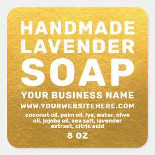 Modern Handmade Lavender Soap Gold Square Sticker