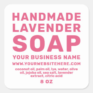 Modern Handmade Lavender Soap Hot Pink White Square Sticker