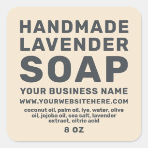Modern Handmade Lavender Soap Ivory Square Sticker