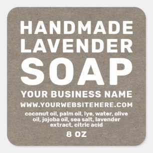 Modern Handmade Lavender Soap Kraft Paper Square Sticker