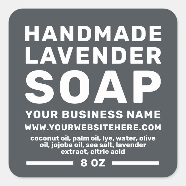 Modern Handmade Lavender Soap Off-Black Square Sticker (Front)