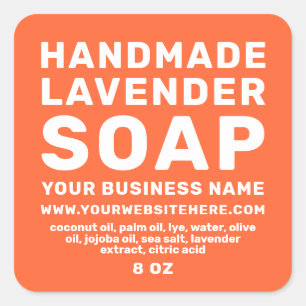 Modern Handmade Lavender Soap Orange Square Sticker