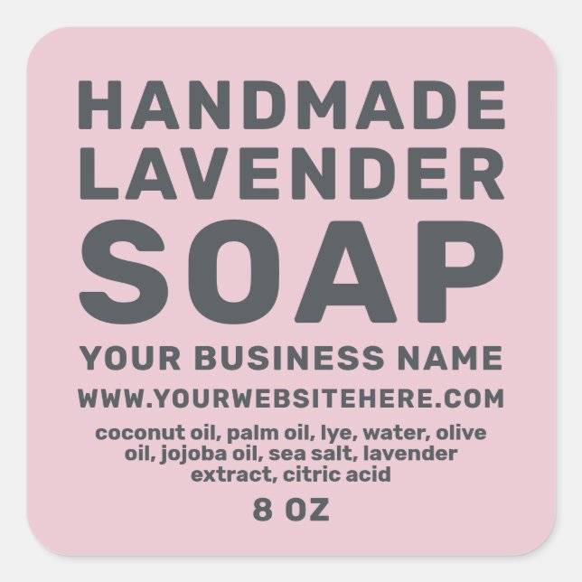 Modern Handmade Lavender Soap Parfait Pink Square Sticker (Front)
