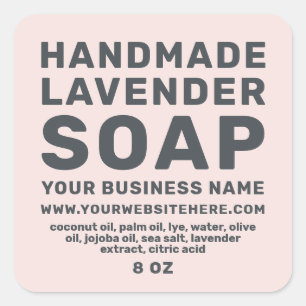 Modern Handmade Lavender Soap Pastel Pink Square Sticker