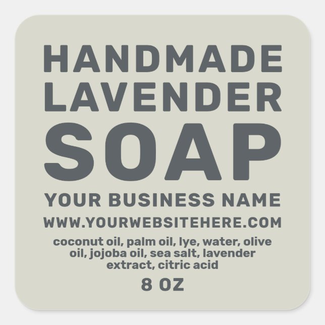Modern Handmade Lavender Soap Silver Green Square Sticker (Front)