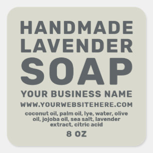 Modern Handmade Lavender Soap Silver Green Square Sticker