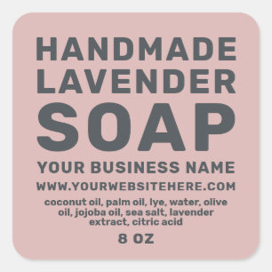 Modern Handmade Lavender Soap Silver Pink Square Sticker