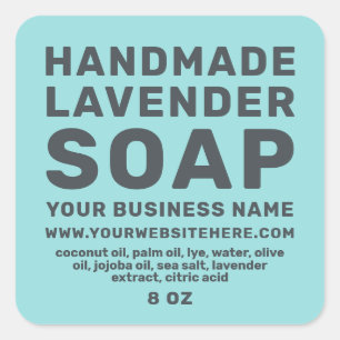 Modern Handmade Lavender Soap Turquoise Blue Square Sticker