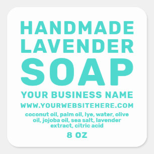 Modern Handmade Lavender Soap Turquoise Blue White Square Sticker