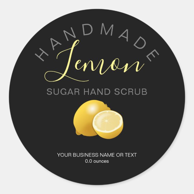 Modern Handmade Lemon Sugar Scrub Round Labels (Front)