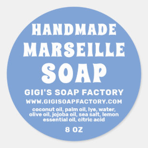 Modern Handmade Marseille Soap Cornflower Blue Classic Round Sticker