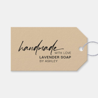 Modern Handmade with Love Handwritten Script Gift Tags