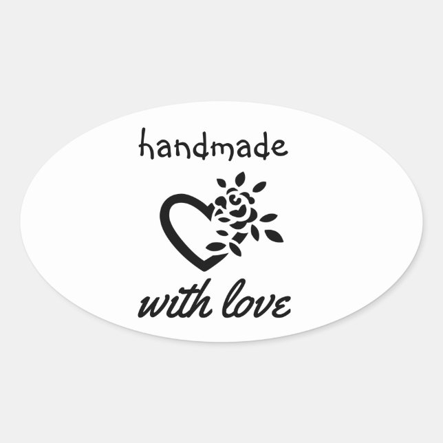 Modern handmade with love oval sticker (Front)