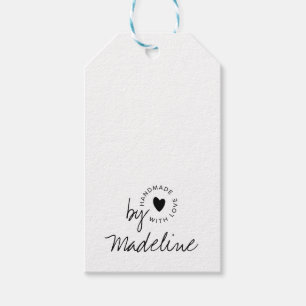 Modern Handmade with Love Script Heart Gift Tags