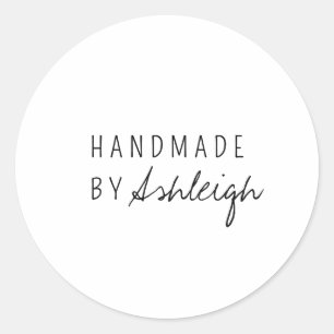 Modern Handmade with Love Simple Script Classic Round Sticker