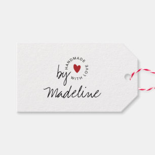 Modern Handmade with Love Simple Script Heart  Gift Tags