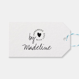Modern Handmade with Love Simple Script Heart  Gift Tags