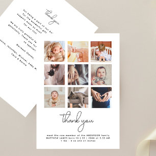 Modern Handwriting 9 Photo Baby Shower Thank You Card
