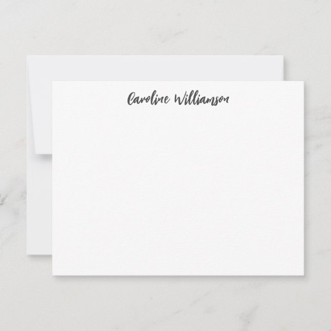 Modern Handwriting Black Personalised Stationery Card (Front)