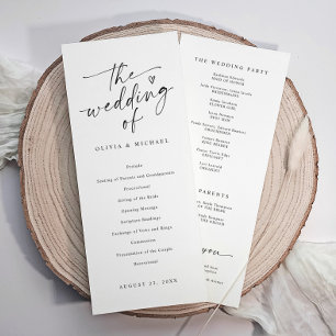 Modern Handwriting Black & White Wedding Ceremony Programme