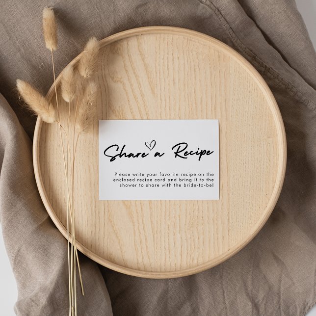 Modern Handwriting Bridal Shower Recipe Request Enclosure Card (Creator Uploaded)